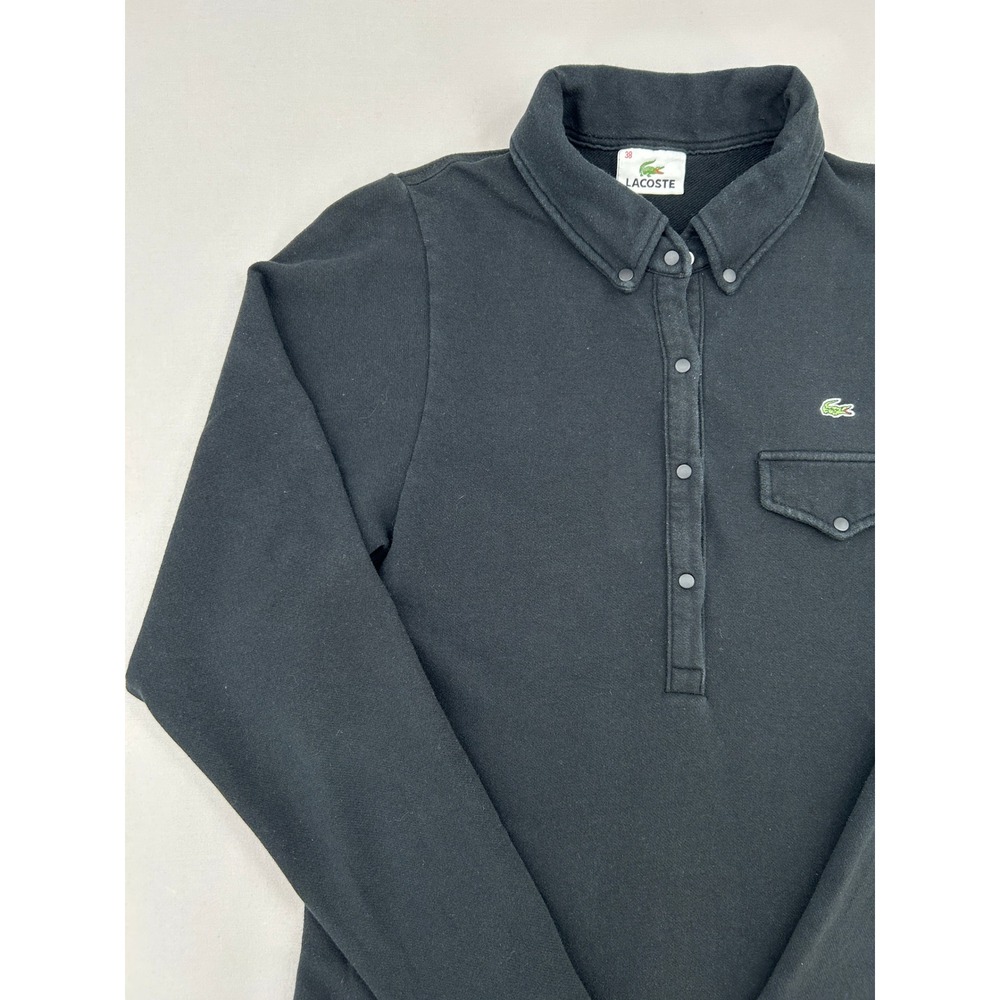 Lacoste Womens Black Long Sleeve Polo Sweatshirt Dress Size 38 Medium